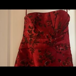 WHBM Dress, 6, Strapless, Origami, Red Floral